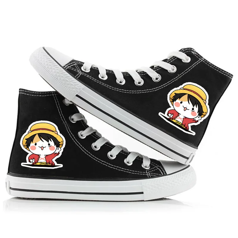 thumbnail image 1 of Zapatillas de lona de caña alta de One Piece Luffy Zoro Chopper Nami Sanji, zapatillas casuales de dibujos animados para parejas, zapatillas de estudiante, periféricos de animación, 1 of 5