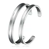 7mm Fashion Stainless Steel Opening Adjustable Bangles C-shaped Arc Groove Bracelet High End Couple Birthday Party Jewelry 6