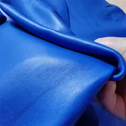 Genuine Blue Sheepskin Leather Fabric - Premium Handmade Material - 10x30cm (Blue)