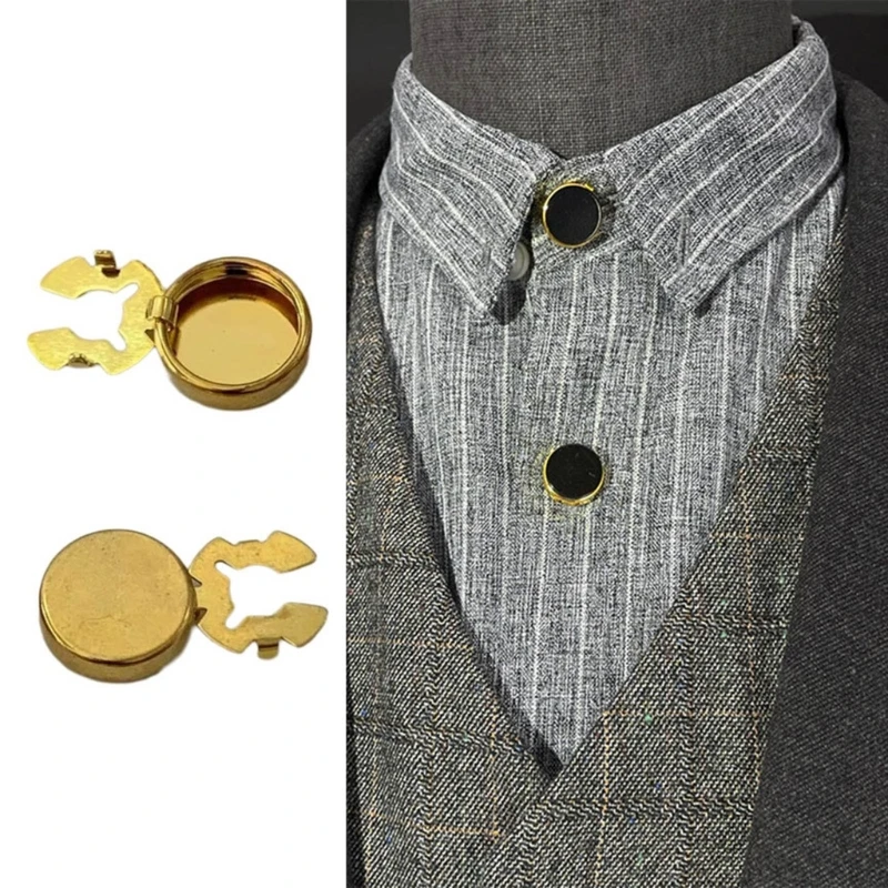 Brass Round Cuff Button Covers - 10pcs Imitation Cufflinks for Mens Formal Shirts and Weddings