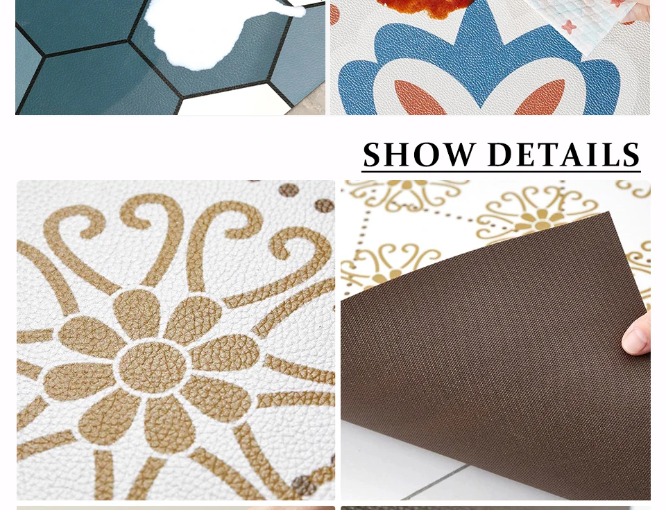 Kitchen Floor Mat Large Area Waterproof Carpet Pvc Leather Oil-proof Non-slip Foot Mats Line Minimalist Home Decoration Rug