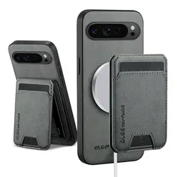 Premium Magnetic Leather Wallet Case with Card Holder and Shockproof Protection - Google Pixel 8 Pro (Gray)