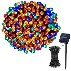 Solar - Powered Outdoor LED Fairy Lights - Waterproof with 8 Lighting Modes for Christmas and Wedding Decor (RGB)