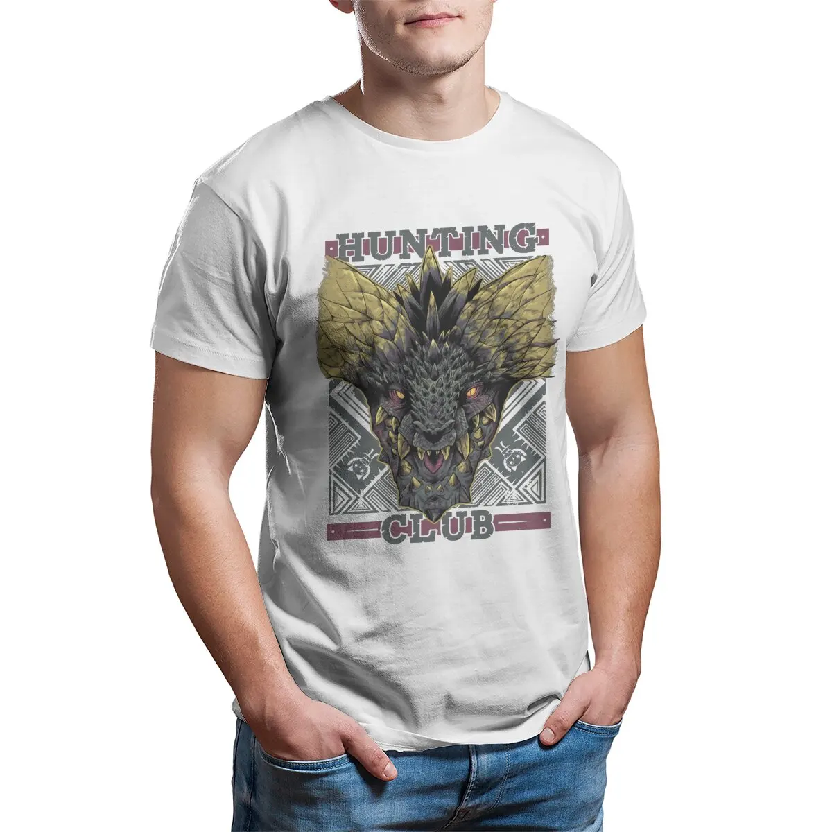 Unisex Hunting Club Nergigante Cotton Leisure T-Shirt – RPG Game Inspired Summer Tee