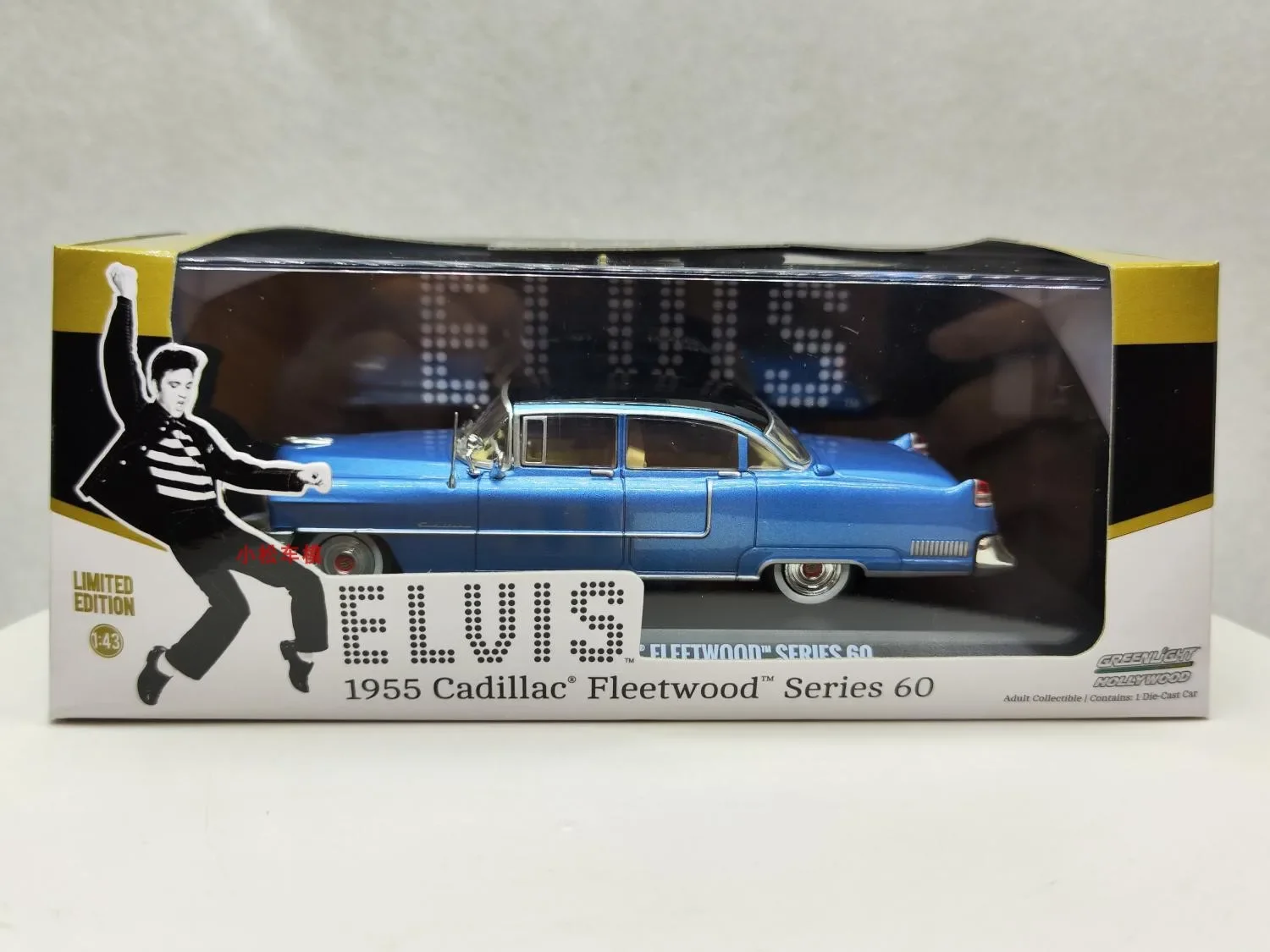 

1: 43 1955 Cadillac Fleetwood 60 Elvis Blue Diecast Metal Alloy Model Car Toys For Gift Collection