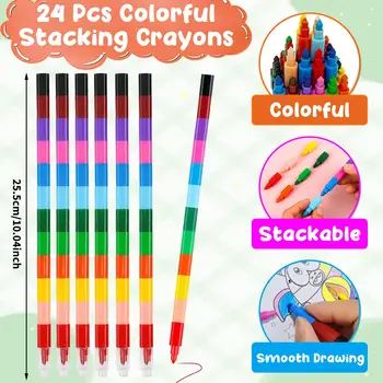 24Pack Small Coloring Books for Kids with 24 Stacking Crayons Set Bulk Coloring Books for Kids Ages 2-4, 4-8, 8-12 Mini Coloring 4