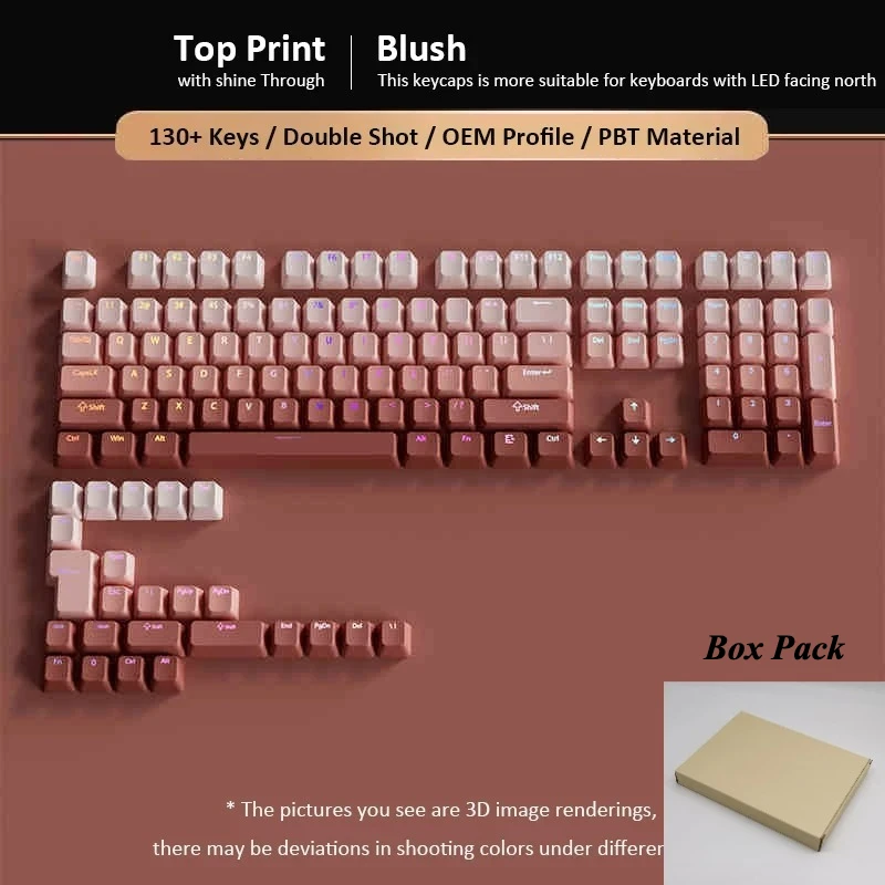 Lavender Top Print RGB Backlit OEM Profile PBT Double Shot Keycap Set (135 Keys)