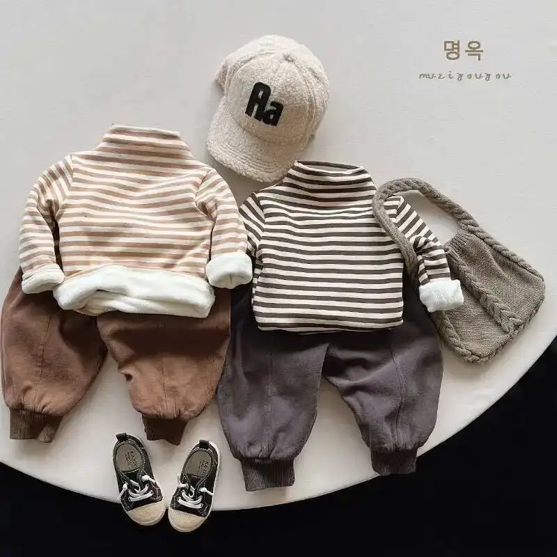 Herbst Winter Kinder T-Shirts 1-8Y Jungen Mädchen Warme Fleece Rollkragen Langarm T Shirts Tops Tees Kinder Tragen Kleinkind Kleidung – Detail 5