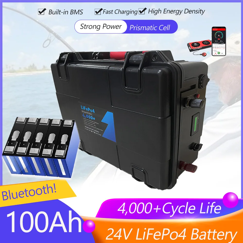 WaterproofIP67Lifepo424V100AhLithiumBatteryfor80lbs88lbsThrusterTrollingMotor