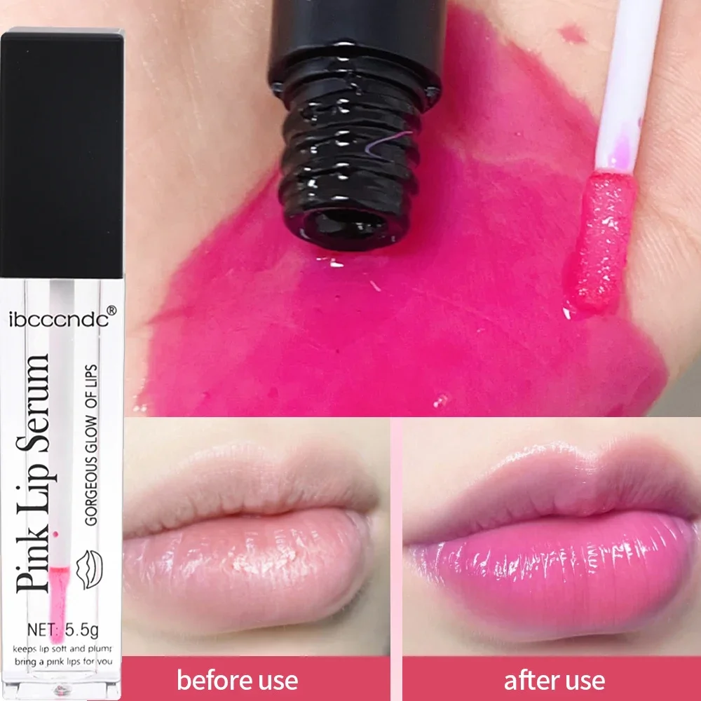 Natural Pink Serum Lips Remove Dark Lip Gloss Lightening Lipgloss Cream Balm Repair Fine Line Brighten Lip Exfoliator
