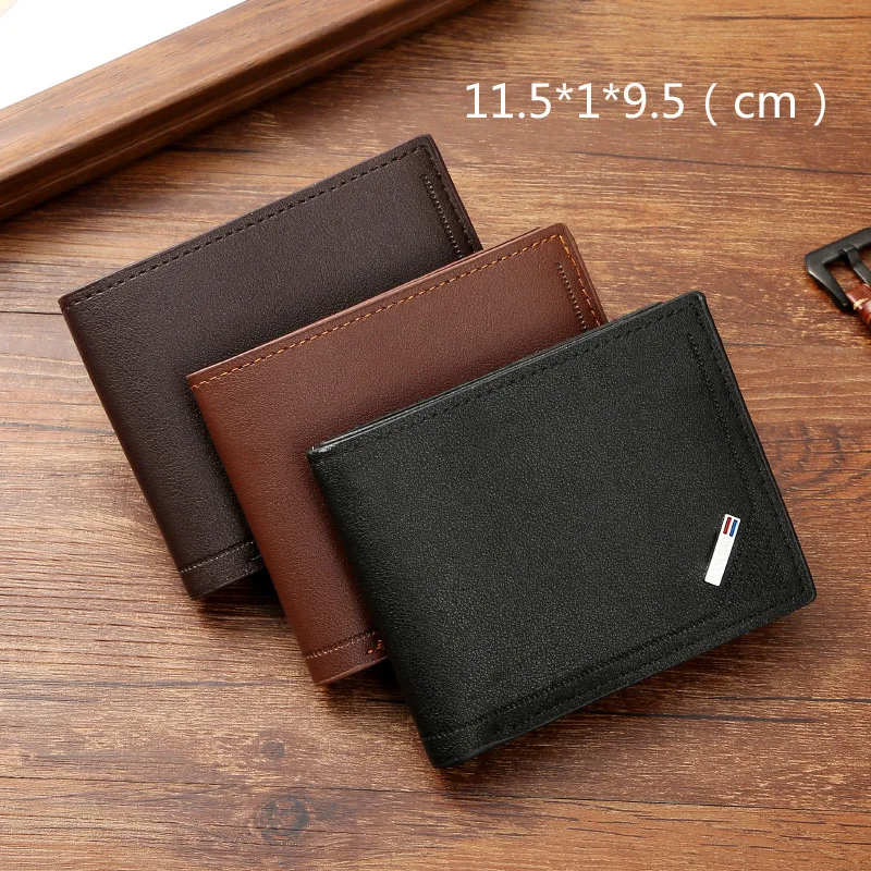 Slim Wallets for Men Rfid Blocking Money Clip Men's Youth Luxury Short Leather Card Holder Thin Minimalist Bifold Man Wallet - 6