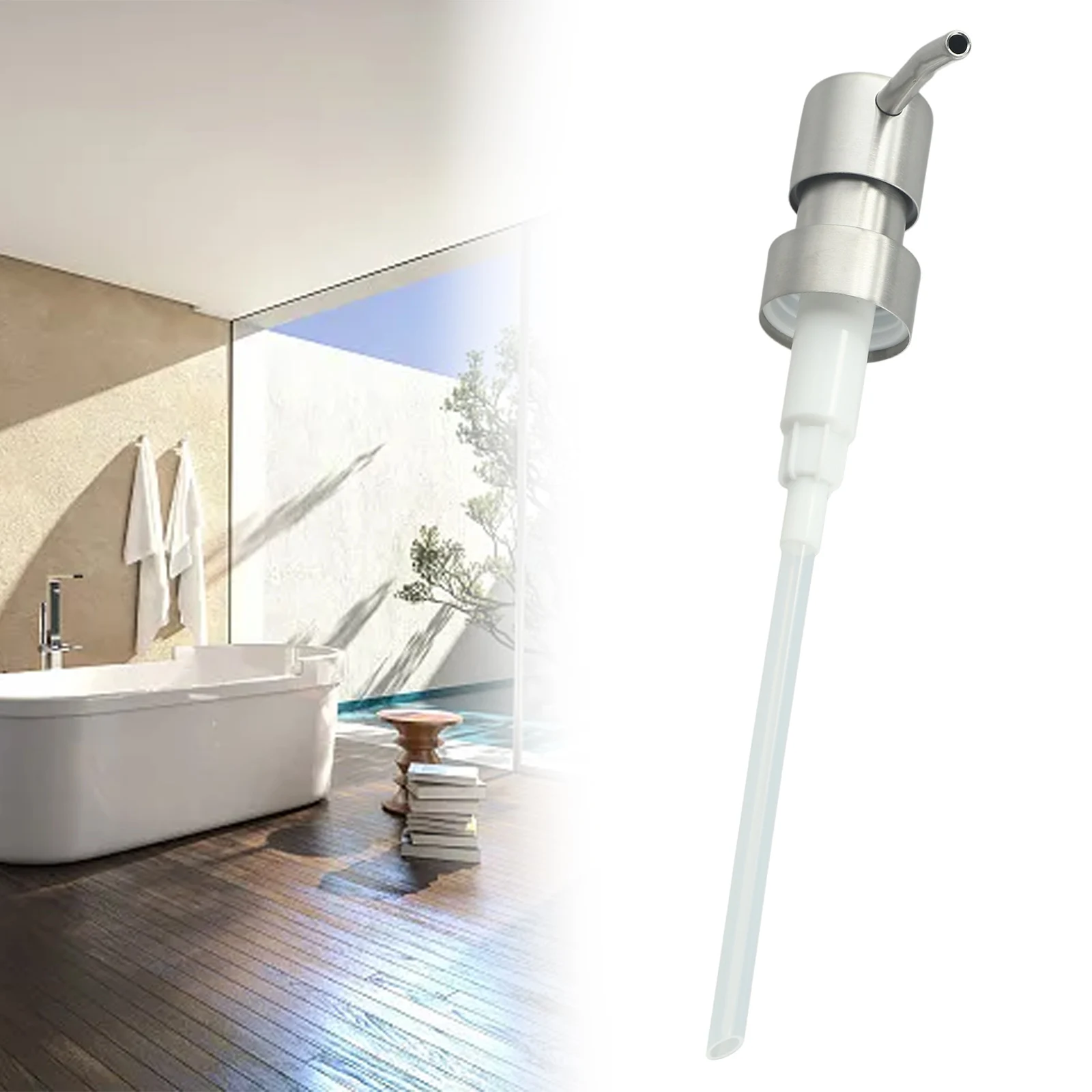 

1pc Stainless Steel Pump Head Tube Set Push Type Rotated Lotion Soap Dispenser Pump 28 Teeth 2CC Pump Body For Separate Bottle