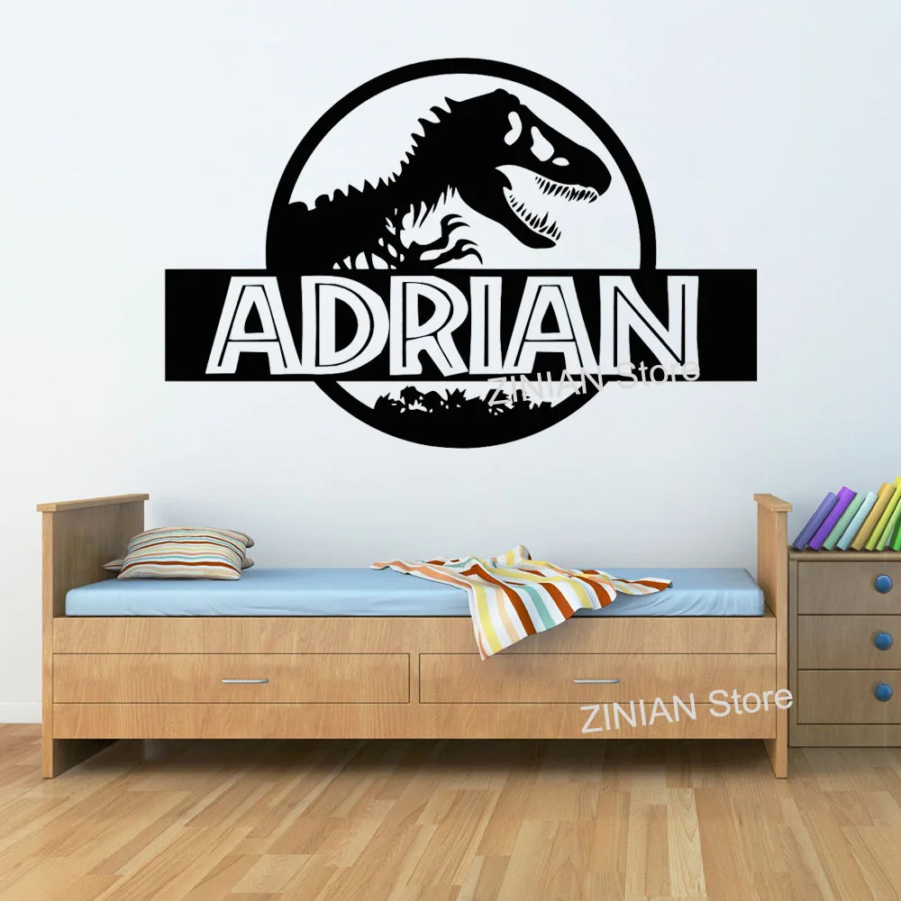Personalized Jurassic Park Wall Sticker Bedroom Dinosaur T-Rex Custom Name Vinyl Decal Home Nursery Boy Kids Room Decor G577 for wall stickers self adhesive wall stickers vinyl stickers vinyl wall stickers self adhesive stickers