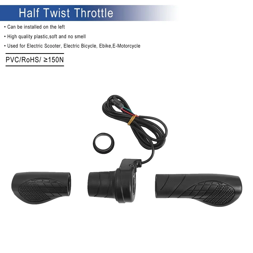 Electric Bicycle Right Handle for E-Bike Electric Scooter Throttle WP/SM Connector 36V 48V 72V Half Handle Twist Throttle