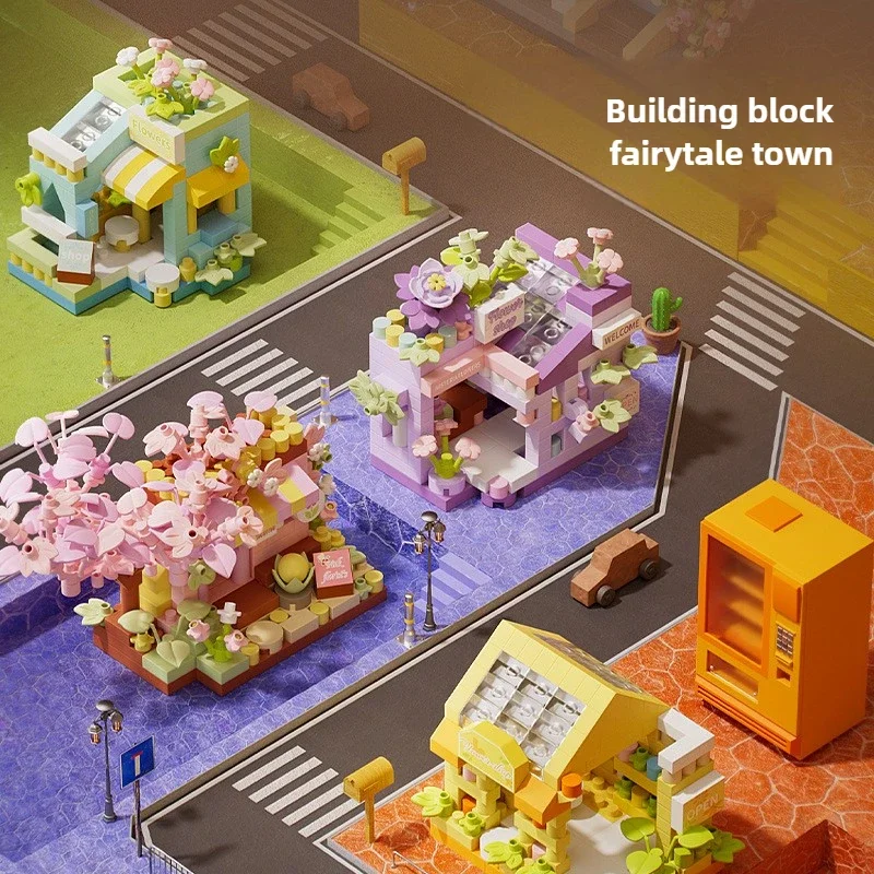 Mini Stadt Street View Blumenladen Lebensmittel Haus Bausteine Kit Wohnkultur Mädchen Montage Ziegel Modell Kinder Pädagogisches Spielzeug – Detail 6