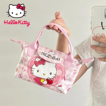 Borse a tracolla Hello Kitty simpatico cartone animato Y2k Borsa piccola da donna Kawaii Borsa a tracolla in pelle in stile giapponese Borse per trucco per ragazza 1