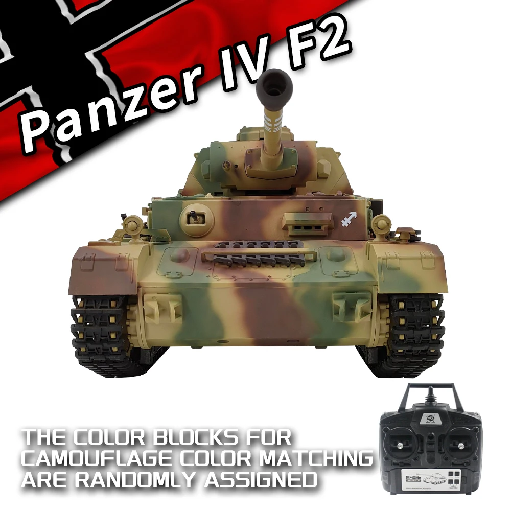 COOLBANK 커스텀 RC 탱크 사격 BB 스모크, 독일 PanzerIV F2 탱크 모델, 3859-1 2.4Ghz 리모컨 탱크, DIY 장난감, 1/16 체중계
