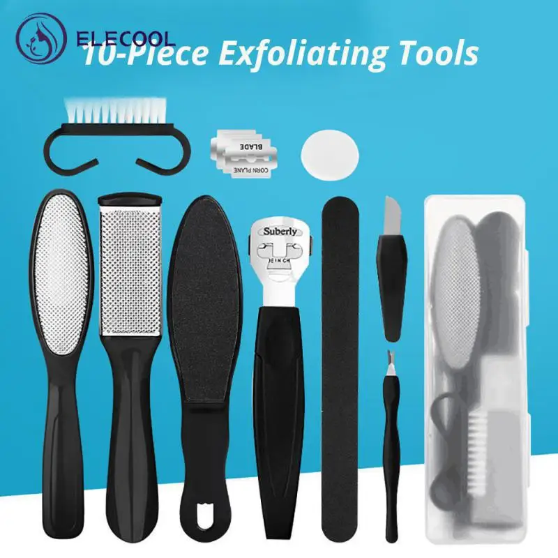 

Pedicure Set Peeling and Exfoliating Calluses 10 in 1 Stainless Steel Double-sided Foot Scrubbing Pedal Stone Foot Care Pedicure
