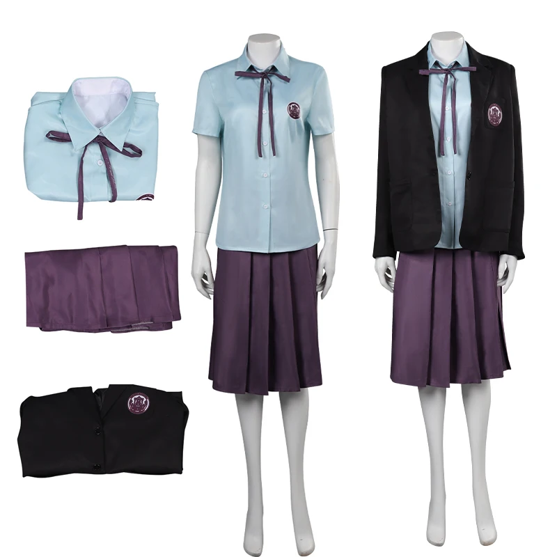 

TV The Glory Wen Dongen Cosplay School Uniform Costume Women Skirts Blue Shirts Students Clothes Halloween Carnival Party Suit