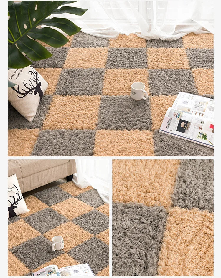 10pcs Plushy Puzzle Carpet Tiles Modern Trend Living Bedroom Rug Soft DIY  Thickening Winter Children's Room Puzzle Floor Mat - AliExpress