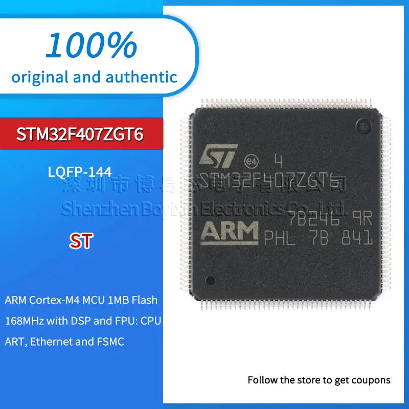 

Original genuine STM32F407ZGT6 ARM Cortex-M4 32-bit microcontroller MCU IC chip package LQFP-144