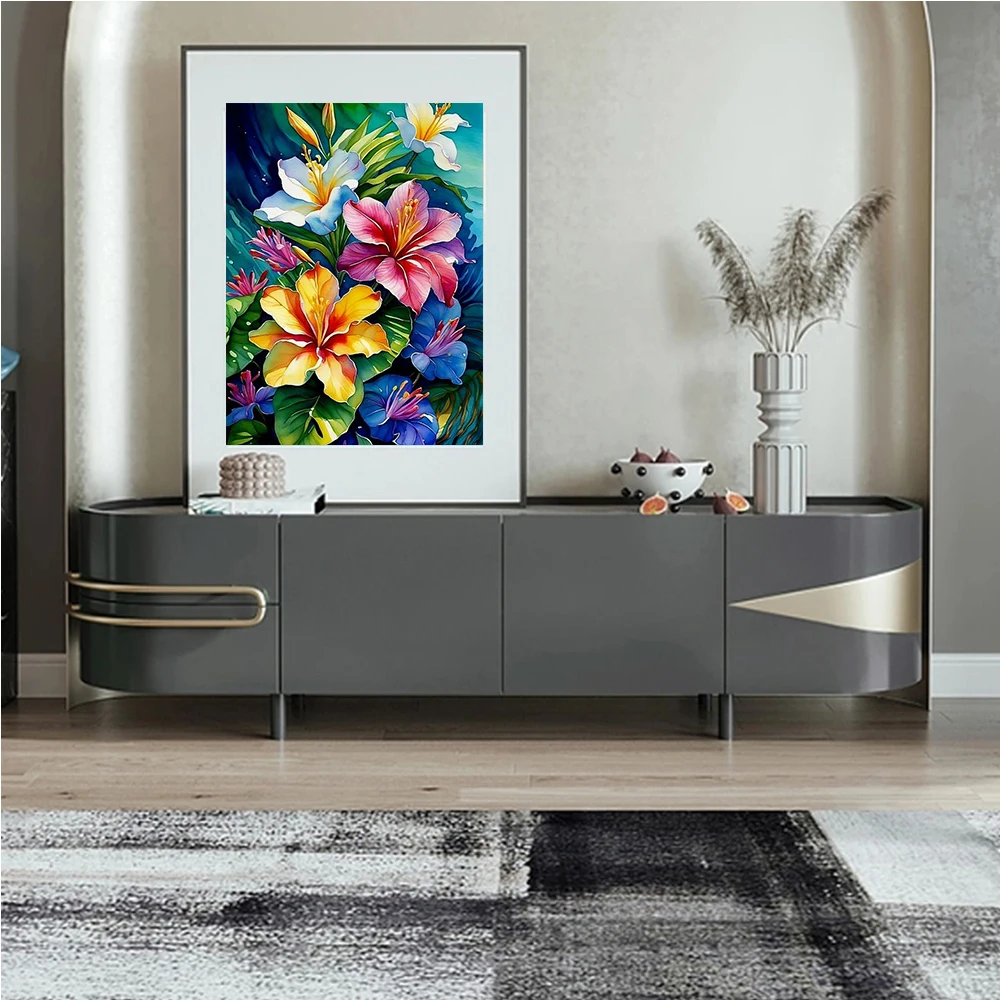 Diamond Painting Cross Stitch Kits Flower 5D DIY Mosaic Colorful Lily Home Decorative s diamond painting,diamond art painting kit,diamond painting set