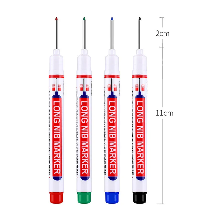 6 개/대 금속 천공 펜에 대 한 20mm 깊은 구멍 긴 펜촉 머리 마커 방수 욕실 목공 장식 다목적