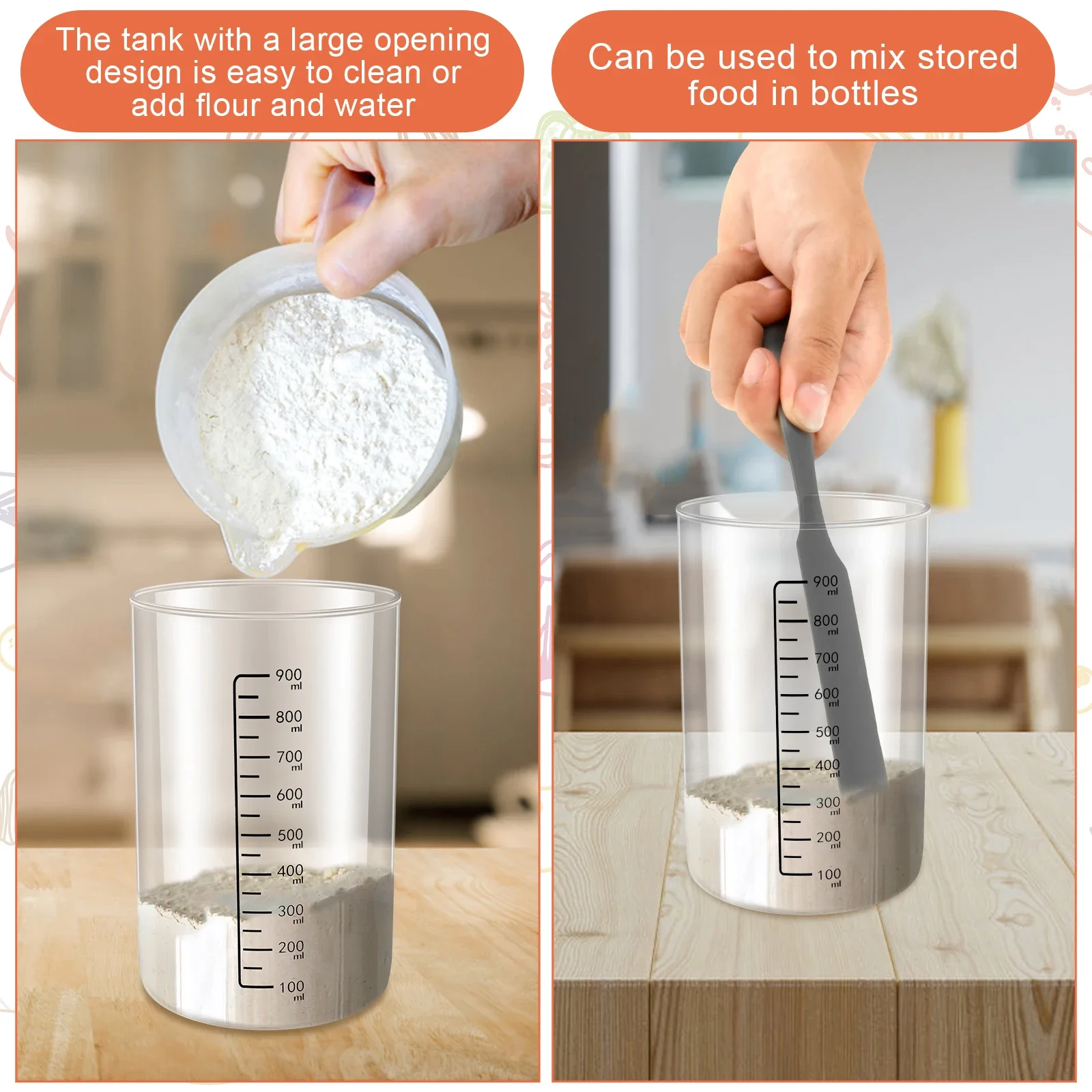 900ml Sourdough Starter Jar Kit Clear Glass Heat Resistant Sourdough Starter Container Baking Fermentation Jar Food Storage Tool