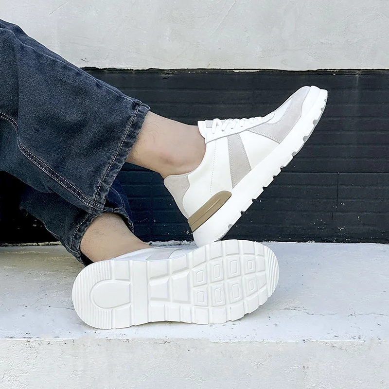 Baskets décontractées homme en cuir véritable pour extérieur_voghion.com
