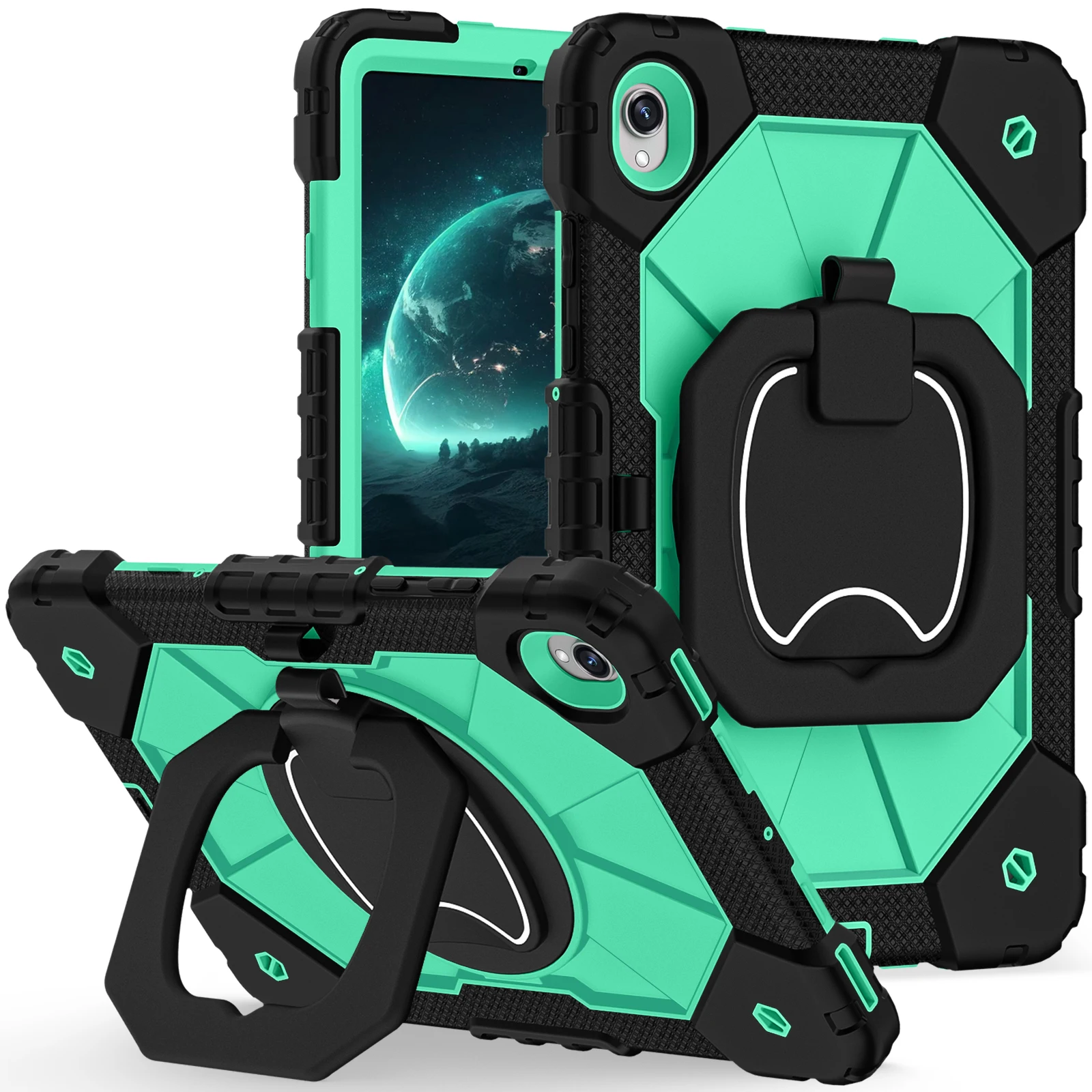 Enhanced Shockproof Rotation Stand Tablet Case Sleeve with Handle and Thick Hard Cover