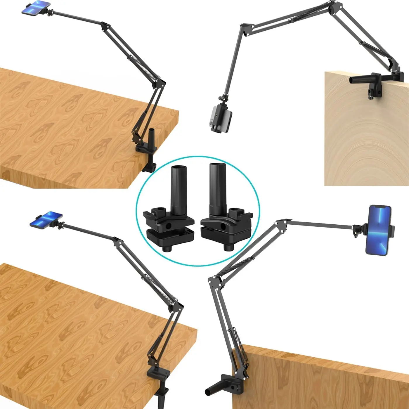 3 inch Bed Clamp Mount Replacement for Gooseneck Lazy Phone Arm, Desk Clamp Holder for Mic Boom Scissor Arm