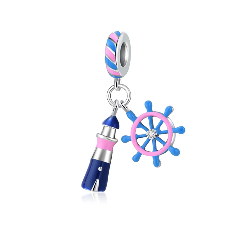 New Charm DIY Women Jewelry Gifts Cruise Ship Lighthouse Ship's Anchor Sailboat Beads Fit Original 925 Silver Bracelet Necklace 2