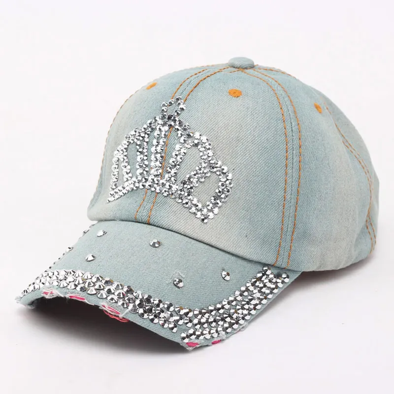 Women Bling Tiara Distressed Denim 