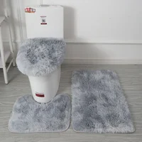 Non-slip Mat Bathroom Absorbent Set Tie-dye Fur Carpet Toilet Three-piece  Accesorios Baño 1