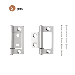 Set of 2 Flat Metal 360 - Degree Hinges for Cabinetry and Home Furniture (Nickel 2 inch 2pcs)