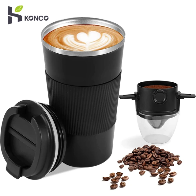 510ml Coffee Cup with Filter Portable Coffee Travel Mug Stainless Steel  Coffee Dripper Cup Set Thermal Mug for Hot Cold Coffee - AliExpress