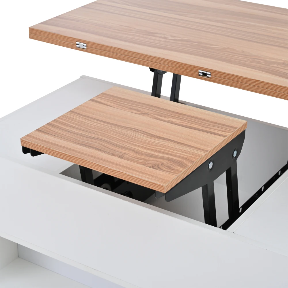 Multifunktionaler Wohnzimmertisch, anhebbarer Couchtisch, höhenverstellbares Sofa, Beistelltisch und Esstisch mit Stauraum – Detail 20