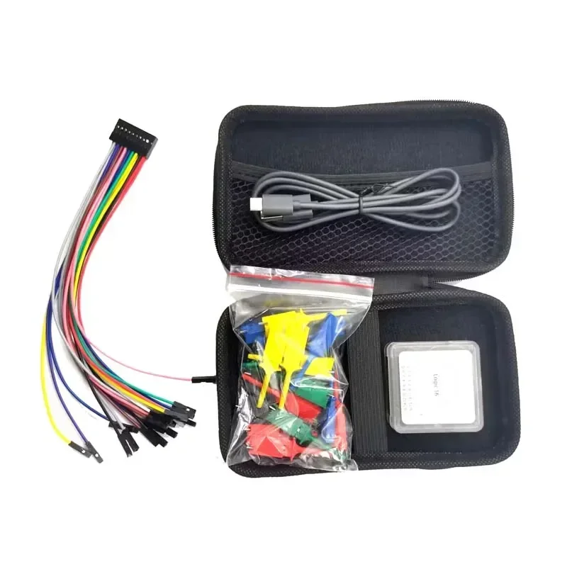YG1016 미니 C타입 USB 로직 분석기, ae ARM FPGA 지지대 공식 소프트웨어, EVA 케이스 포함, 16 채널 로직 16, 100MHz
