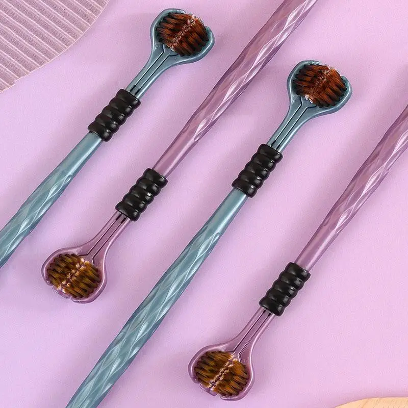 Z.2pcs 3D 스테레오 3면 칫솔 초극세 부드러운 헤어 성인용 칫솔 혀 스크레이퍼 구강 관리 360 ° 치아 청소 브러쉬