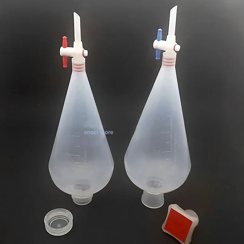PTFE 스토퍼가있는 배형 플라스틱 분리 깔때기 PP 분리 깔때기 실험실 용..