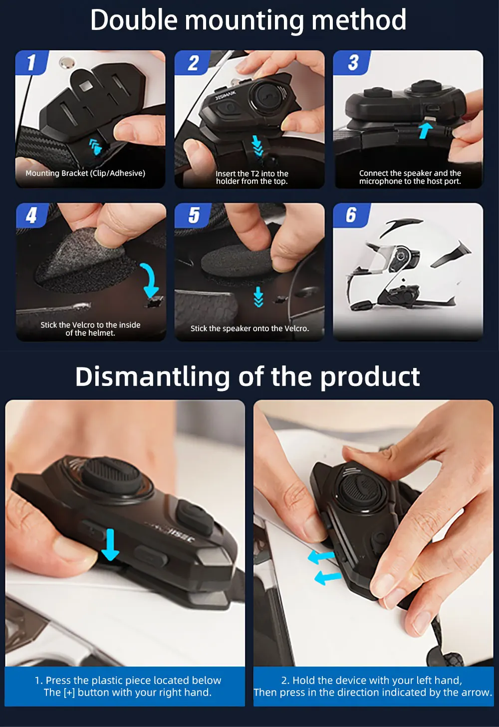 Wayxin T2 Motorcycle Helmet Bluetooth Headset Intercom 4 Riders_voghion.com