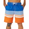 Colorful Stripe Pattern Beach Shorts For Men USA Flag 3D Print Swim Trunks Summer Surf Board Shorts Loose Short Pants Streetwear 2