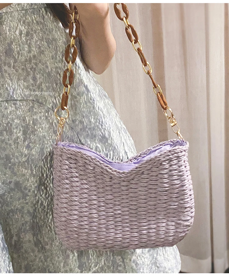 Sac en paille décontracté - Violet