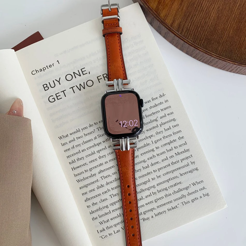 Armband für Apple Watch Band S11/10/9/8/7/SE/6/5/4/Ultra 2 3 IWatch 49/46/45/44/42/41/40/38 mm Luxus Crazy-horse Lederarmband – Detail 6