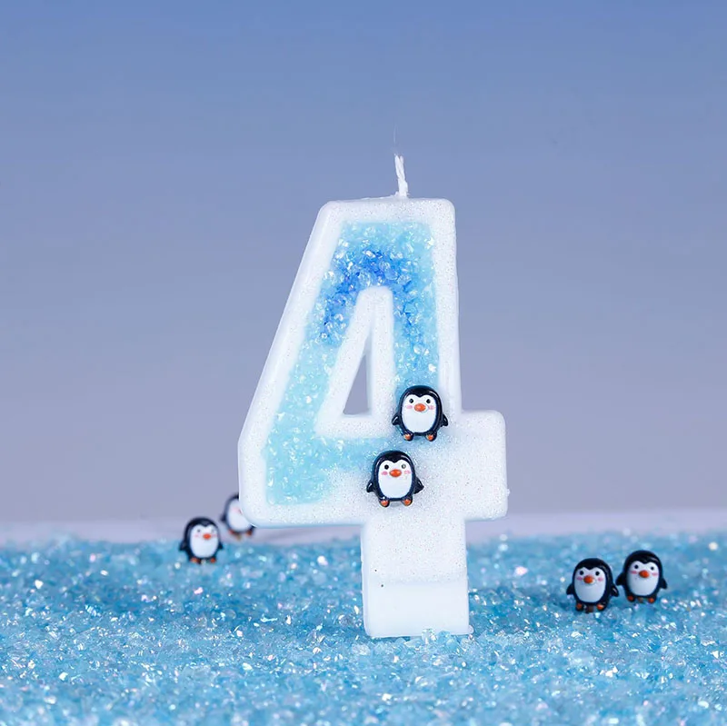 Candela Numerica Con Fiocco Di Neve – Tema Invernale Blu E Bianco – Numero 3 – Per Torte Di Compleanno E Matrimoni - 4