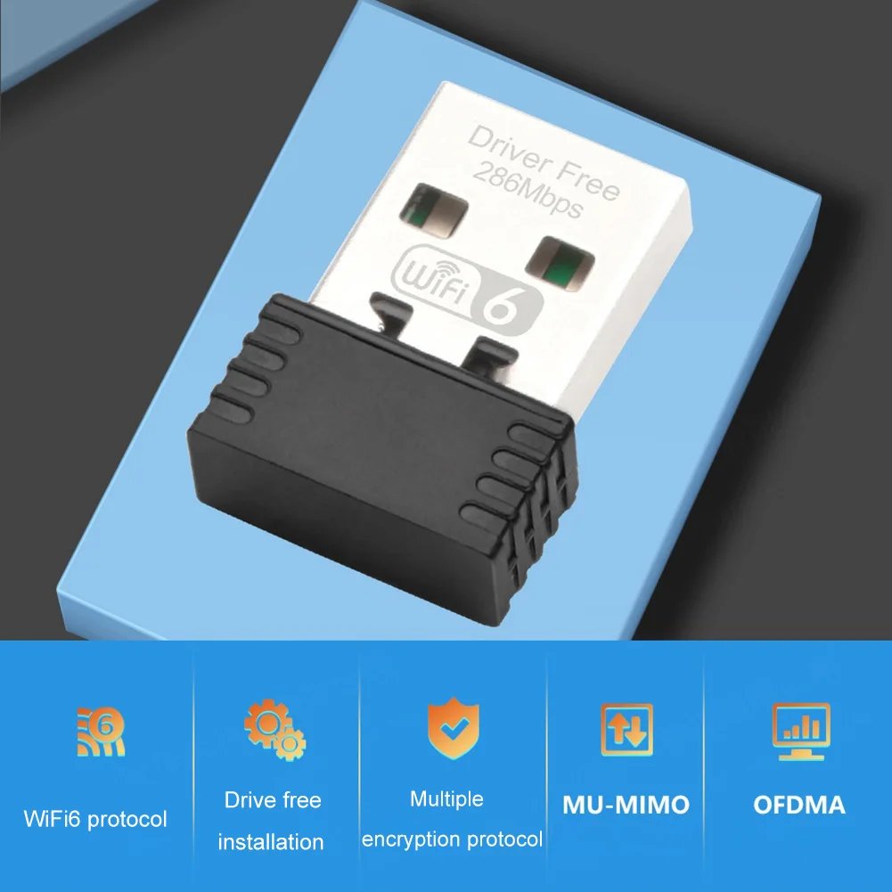 WIFI6 USB WIFI Network Card Free Drive 2.4GHz USB Dongle Wi-Fi Adapter 802.11b/g/n/ax for PC/Laptop/Desktop
