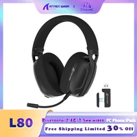ATTACK SHARK L80 Ultra Light Wireless Gaming Headset,BT 5.3,2.4G,3.5mm Wired,Stero 5.1,50 Hours,40mm Pro-G Drivers,Over Ear