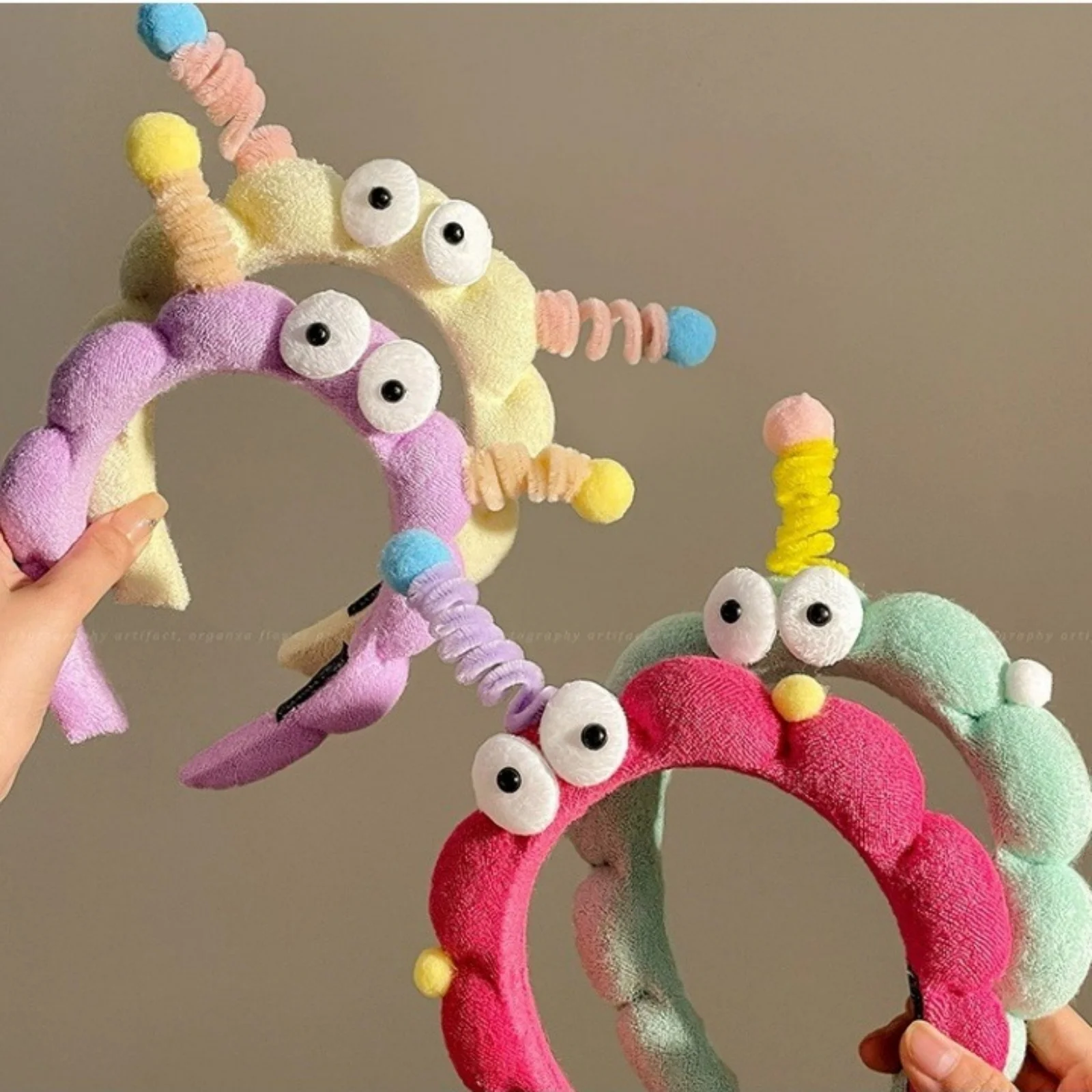 1PC Cute Cartoon Creature Headbands, Colorful Plush Hair Hoops, Perfect For Wash & Skincare, Fun Hair Accessories