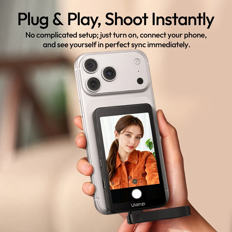 Ulanzi VM1 Vlog Selfie Monitor Screen for iphone 17 16 15 Android Smartphone 4K Magnetic for Studio Vlog Photography Shots