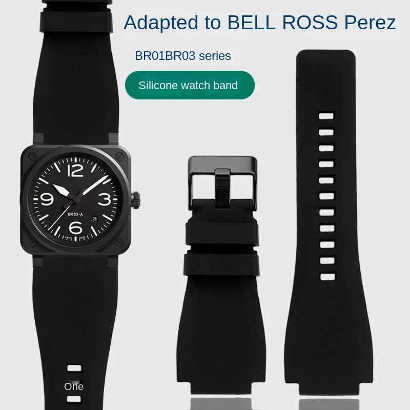 

Ремешок резиновый для мужских часов Bell & Ross BR01 BR03 24 мм, уличный спортивный водонепроницаемый силиконовый браслет для наручных часов, аксессуары
